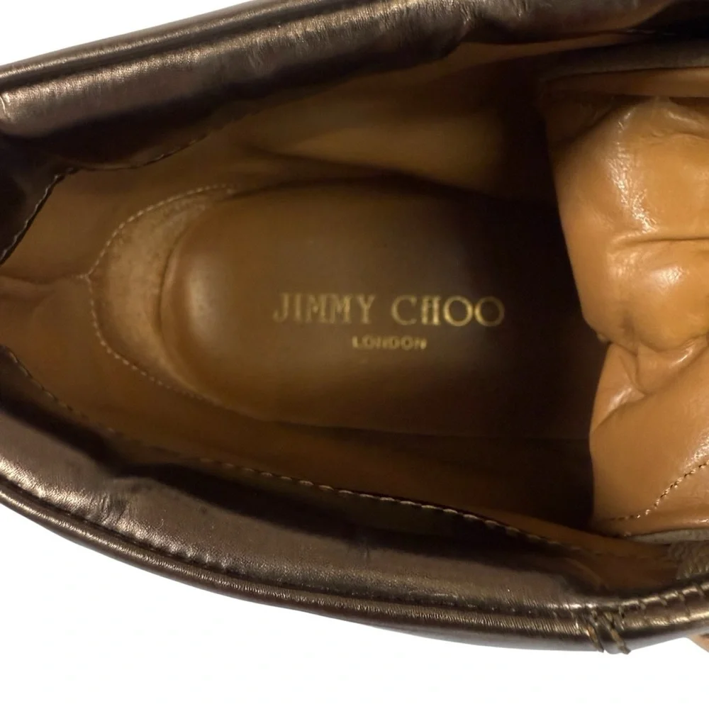 Jimmy Choo Brown and Metallic High-Top Sneakers Size 38 1/2
